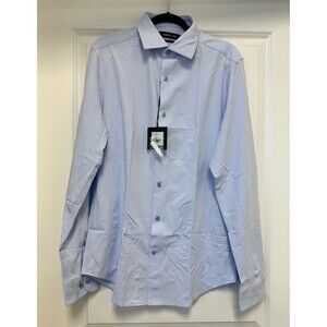 DSTRCT & Row Dress Shirt Mens Large Long Sleeve Ice Blue Collared Stretch Knit